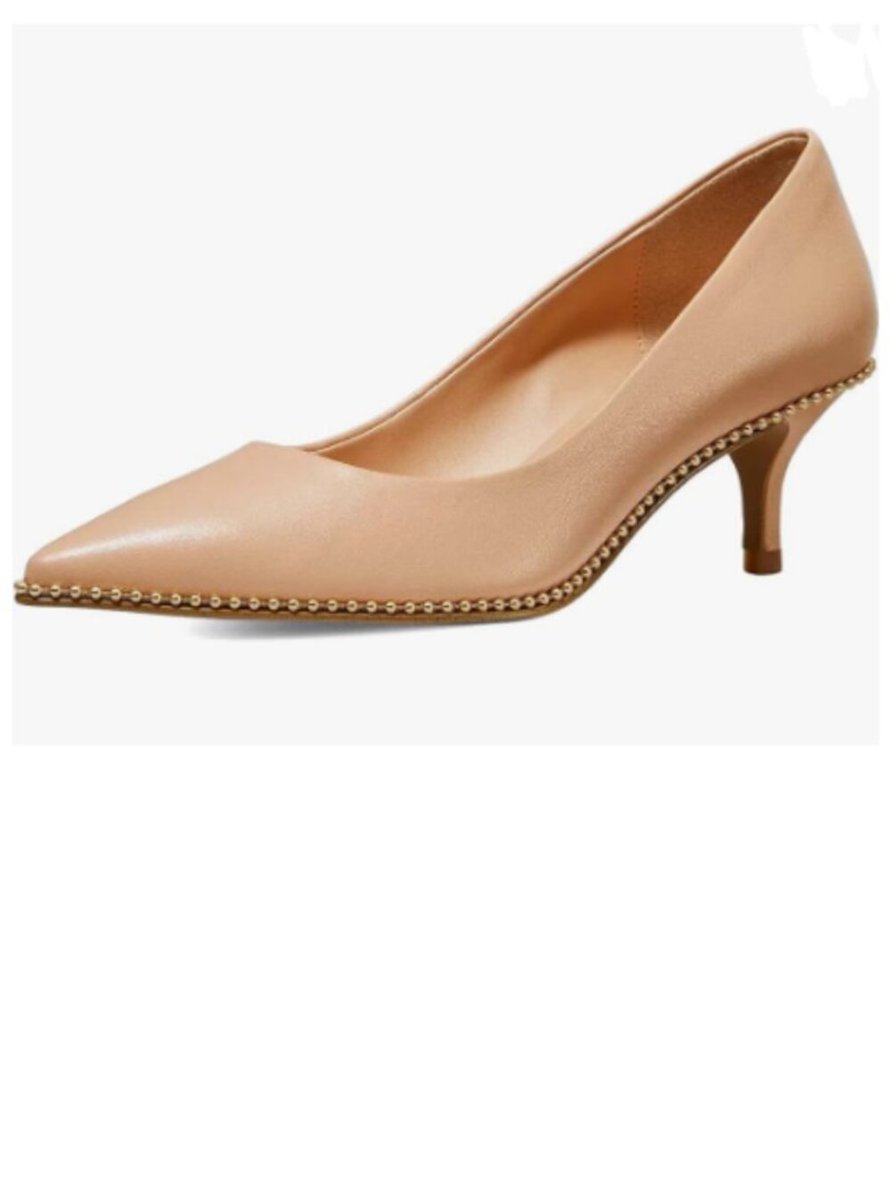 XYD Nude Pumps with Kitten Heels Slip On Comfort Pointed Toe Studs Around Shoes